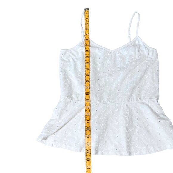 Hinge Strappy Eyelet Tank Top Womens Size Small White Lacy Peplum Coquette Cami - Picture 9 of 9